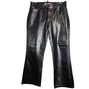 Mavi Women's Chrissy Boot Cut Pants Black Faux Leather Size 33/30 Mob Wife